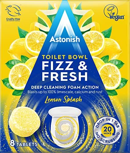 Astonish Foaming Lemon Splash Toilet Cleaner Tablets - 8 Tabs No Spray Bottle Needed
