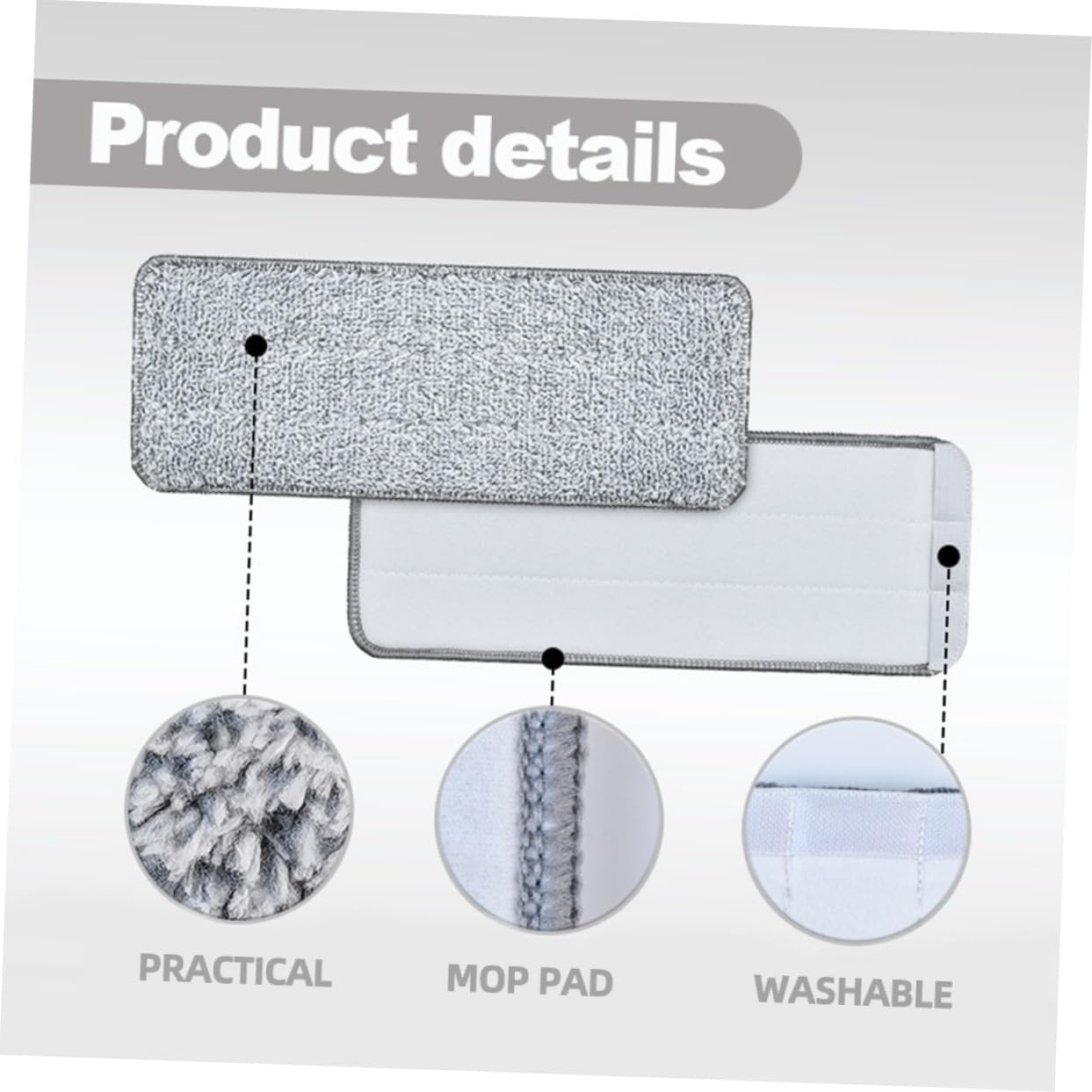 3PCS Reusable Flat Mop Pads for Smooth Floor Cleaning