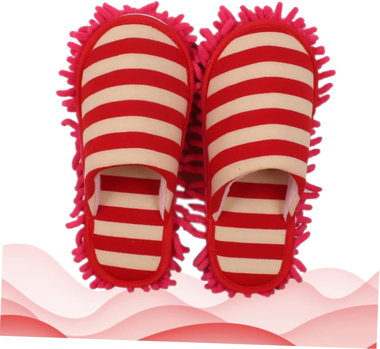 PACKOVE Chenille Cleaning Slippers Red Size L