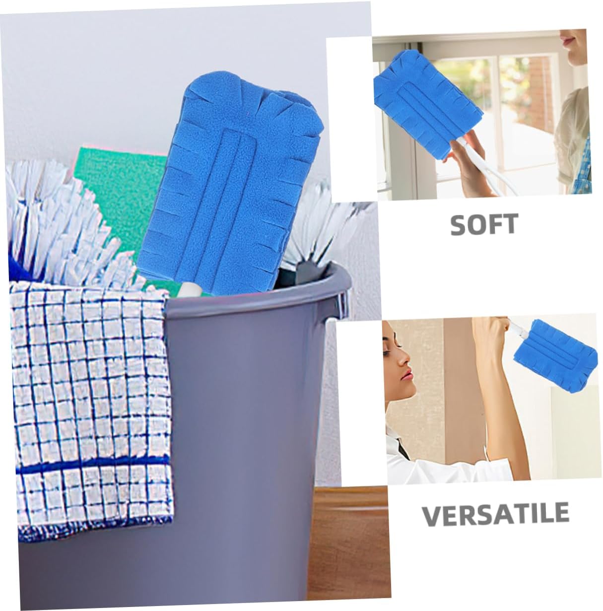 6pcs Yellow Duster Refills Washable Reusable Electrostatic Cleaning Pads
