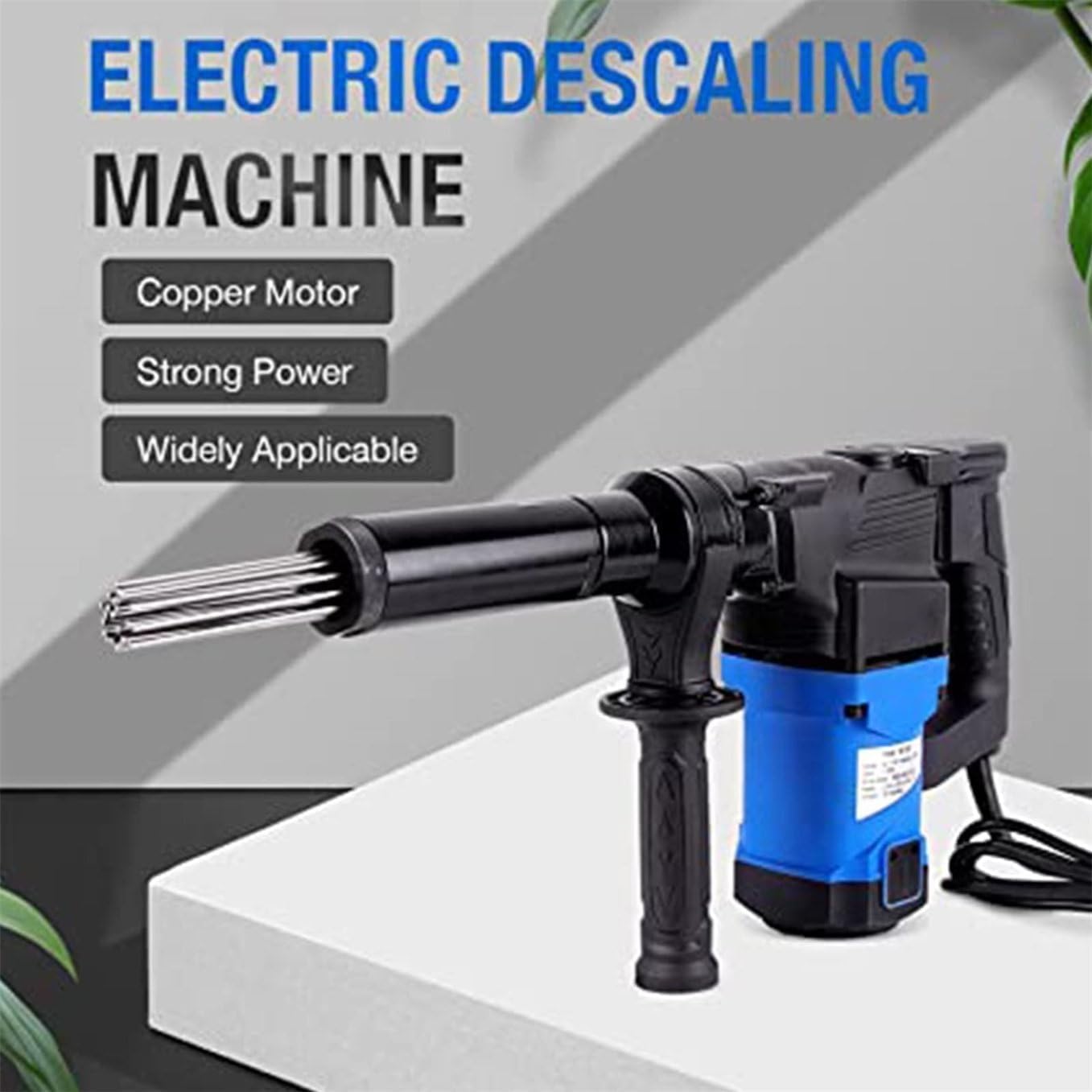 ZHIBIMOI 1100W Electric Needle Rust Remover 4500BPM Industrial Derusting Gun Air Tool Blue
