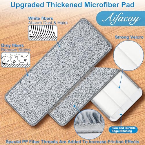 Aifacay 13 Inch Reusable Microfiber Mop Pads - 6 Pack