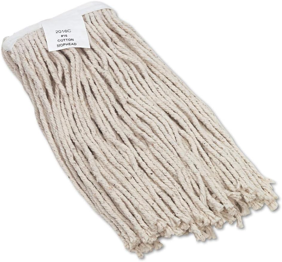 Boardwalk BWK2016CEA 16 Cut-End Cotton Wet Mop Head - White 1