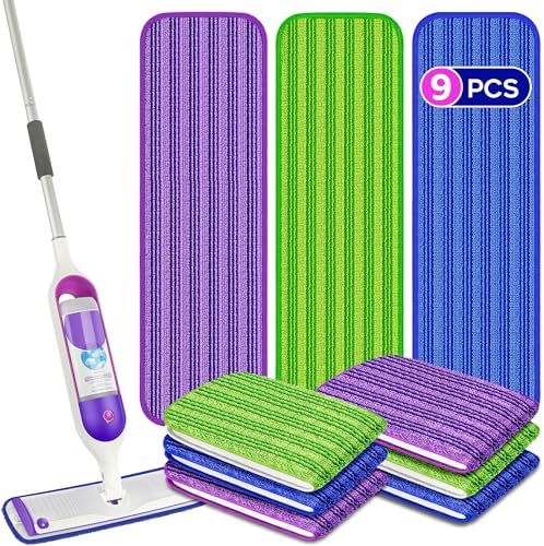 9 Pack Reusable PowerMop Pads for Swiffer Multi-Surface Cleaning