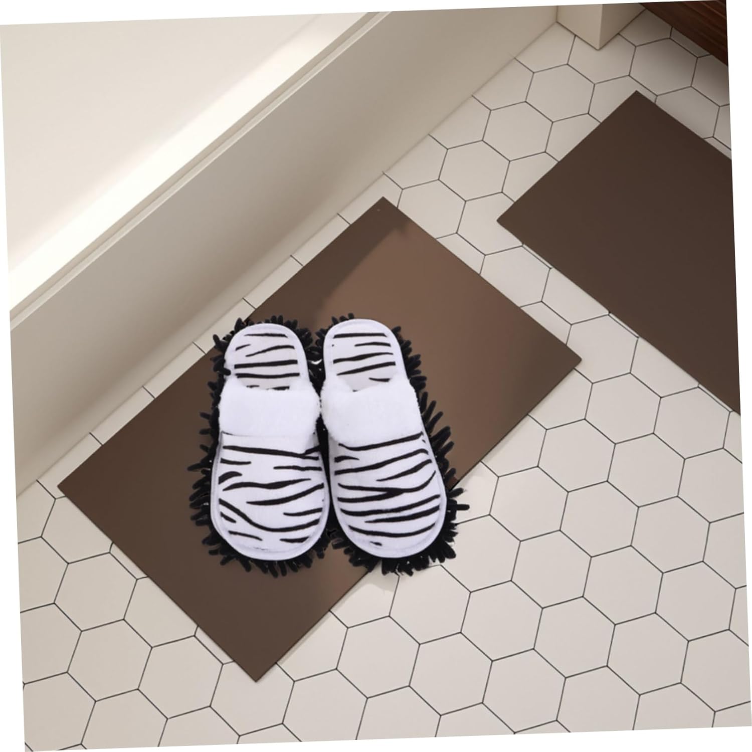 Ipetboom 1pair Cleaning Slippers with Detachable Mop Soles