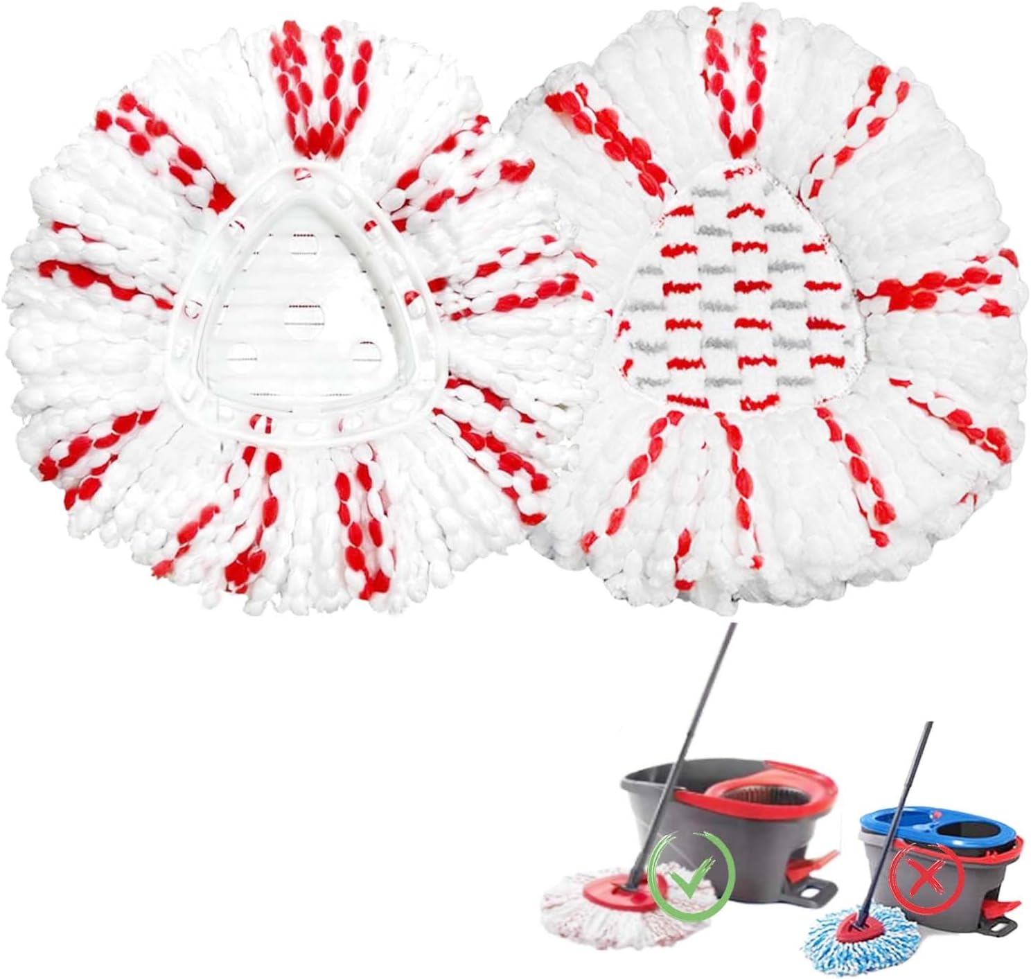 Fazlynyi 2Pack Spin Mop Replacement Head - 40 More Cleaning Power