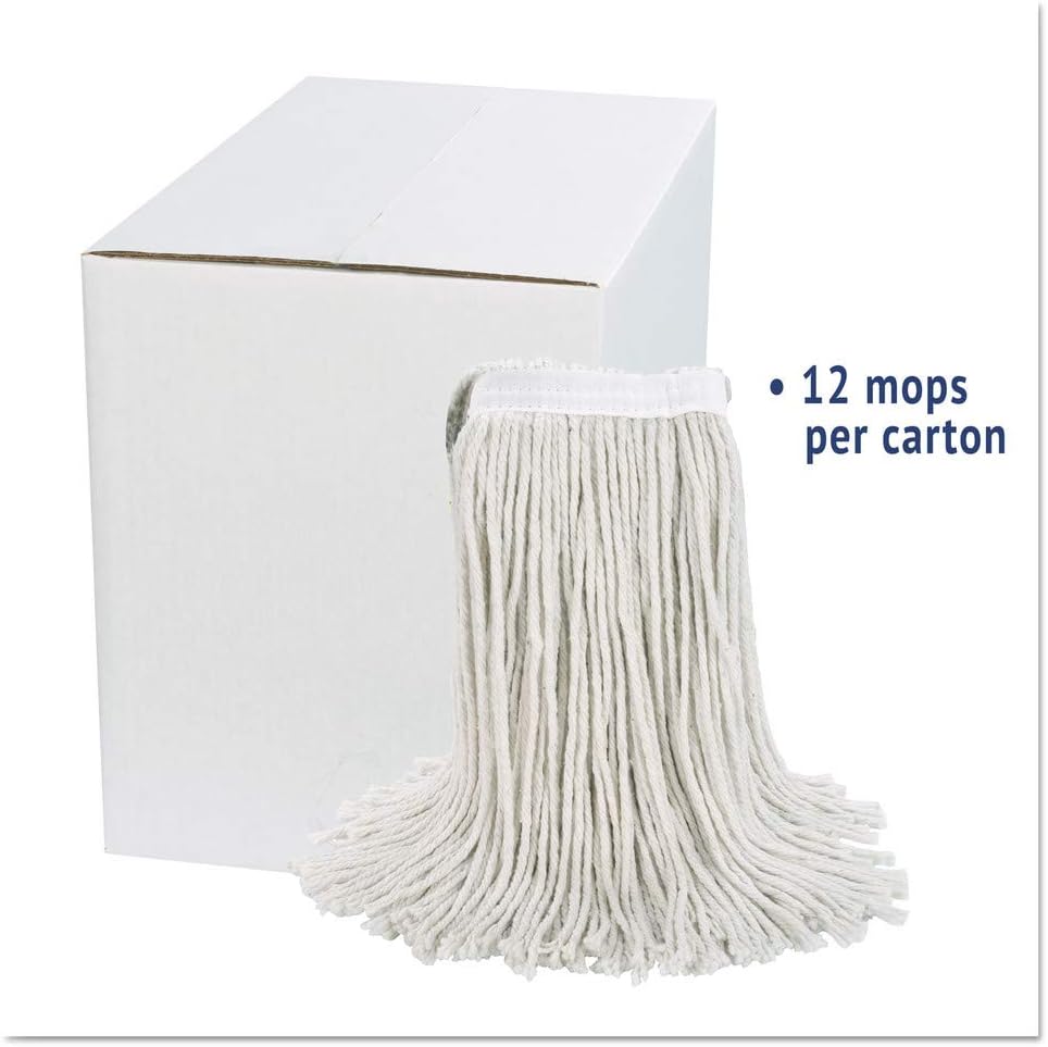 Boardwalk 2024CCT Cut-End Wet Mop Head Cotton White 12Carton