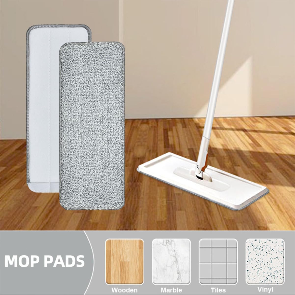 3PCS Washable Fiber Mop Pads for Hardwood and Tile Floors
