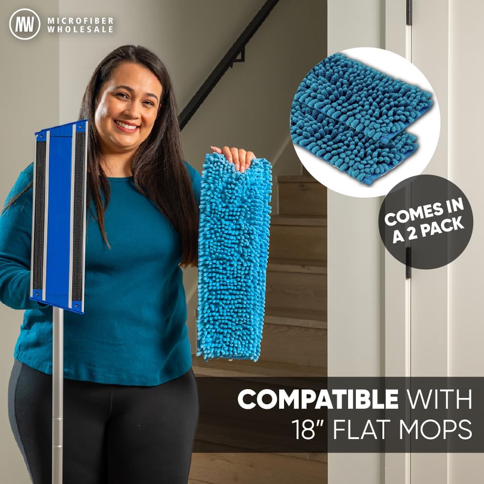 18 Microfiber Mop Pads - 2 Pack Reusable Replacement Heads