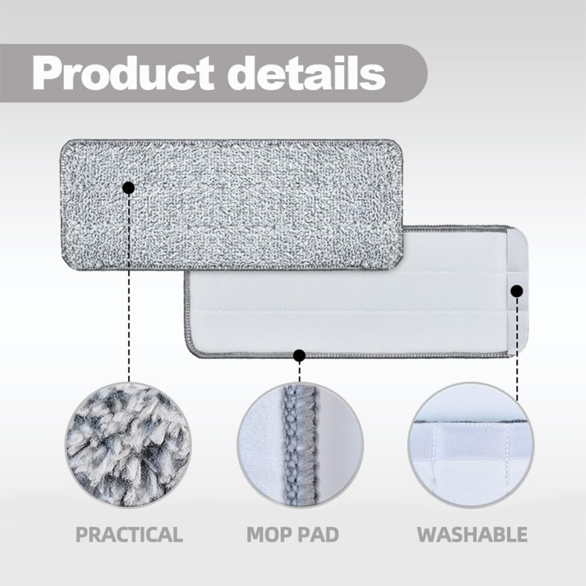 3PCS Washable Fiber Mop Pads for Hardwood and Tile Floors