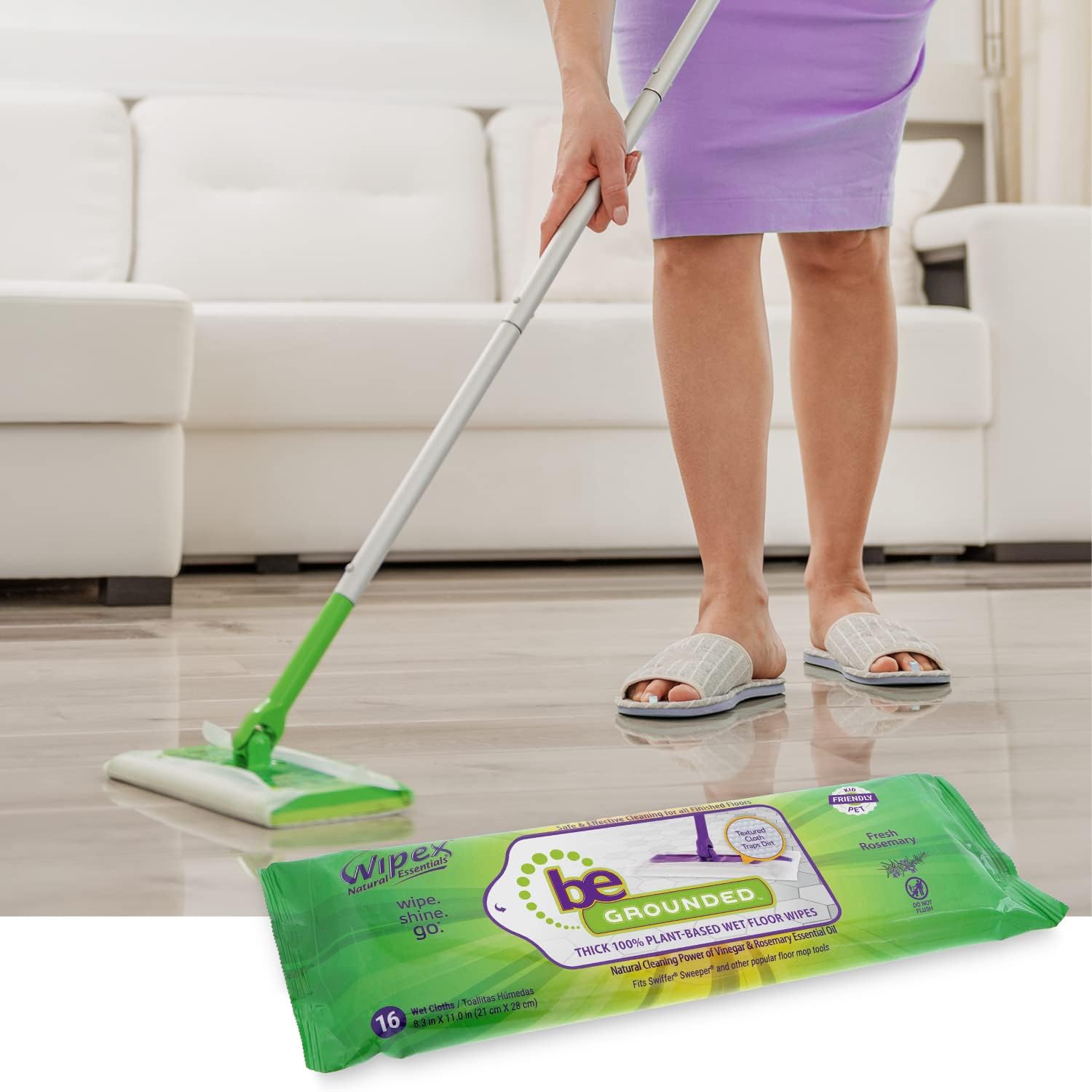 Wipex Natural Wet Floor Wipes with Rosemary and Vinegar