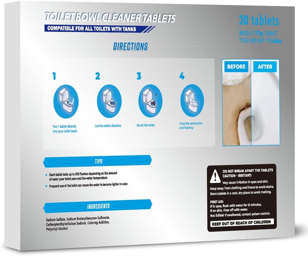 ROOAUG 30 Tabs Toilet Bowl Cleaner Tablets