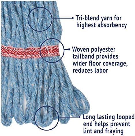 Boardwalk BWK503BLCT 5 in Super Loop Wet Mop Head - Large Blue 12Carton