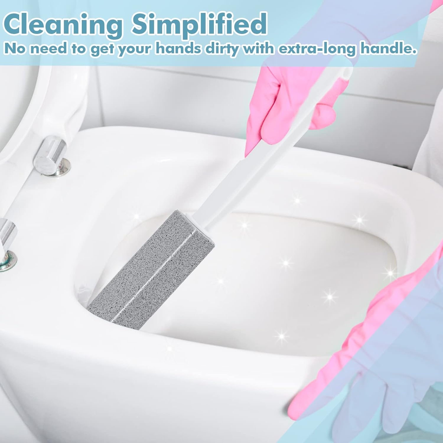 2 Pack Pumice Stone Toilet Brush with Extra Long Handle