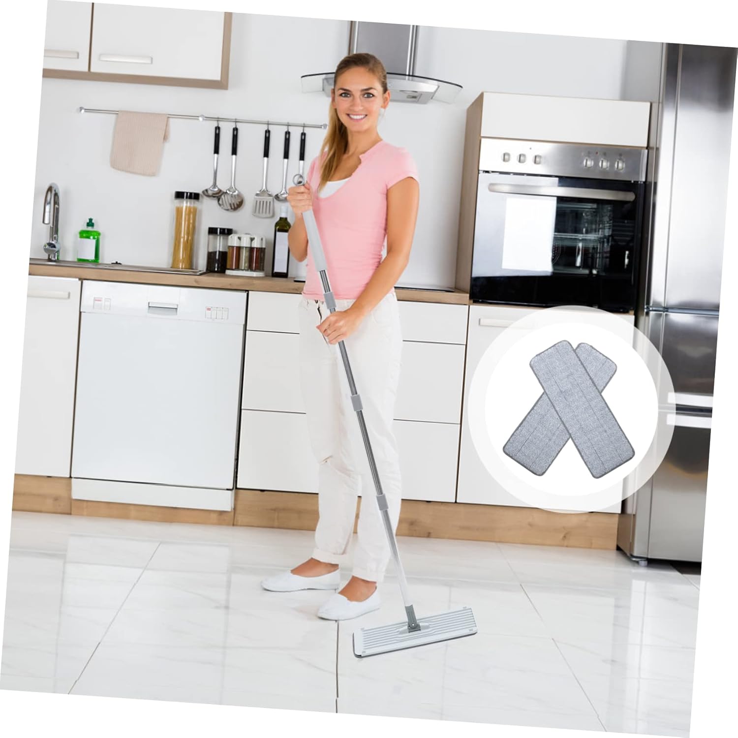 2pcs Microfiber Mop Pads for Wet Dry Cleaning 1