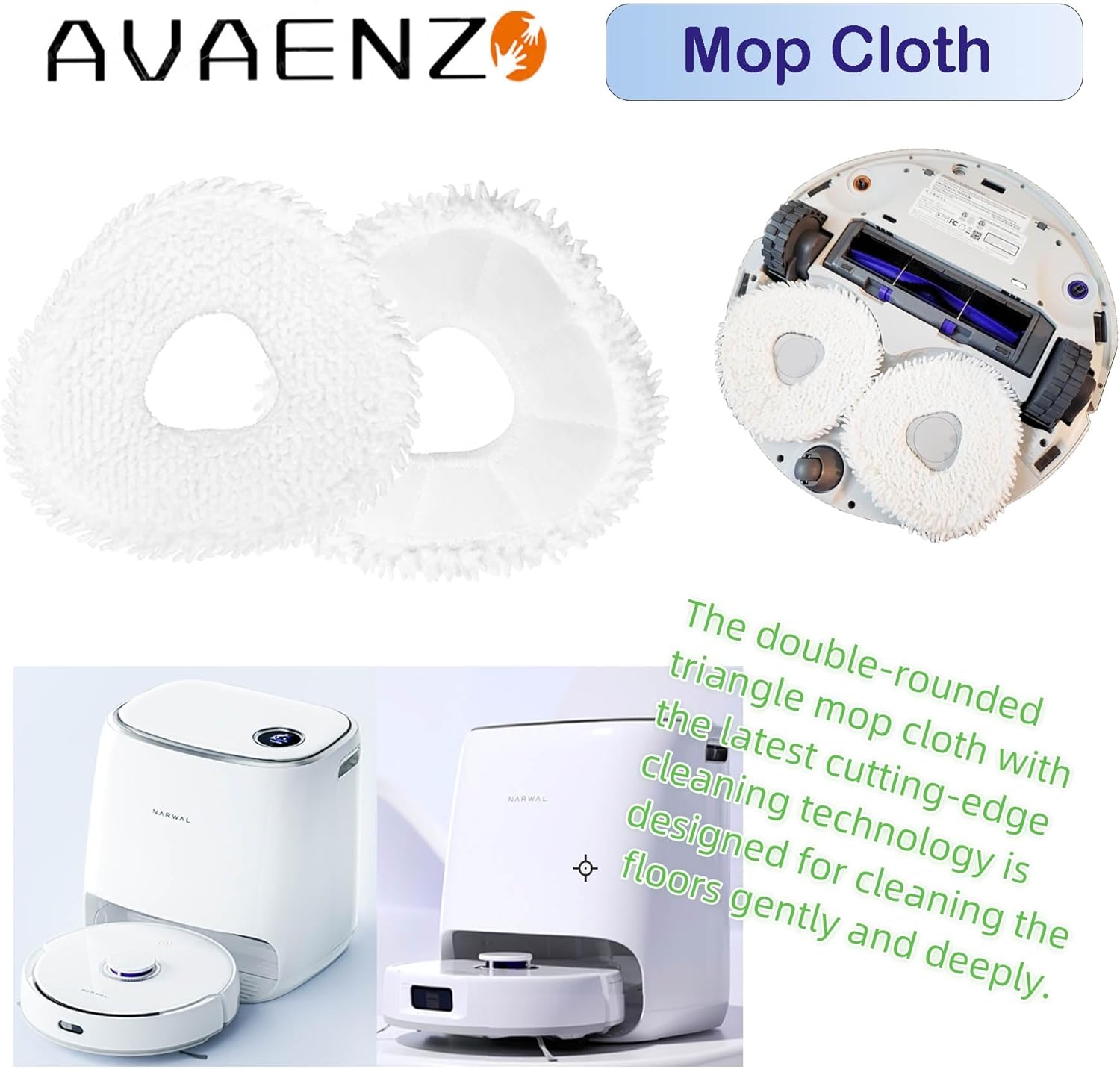 12 Pack Microfiber Mop Pads for Narwal Freo Robot Vacuums
