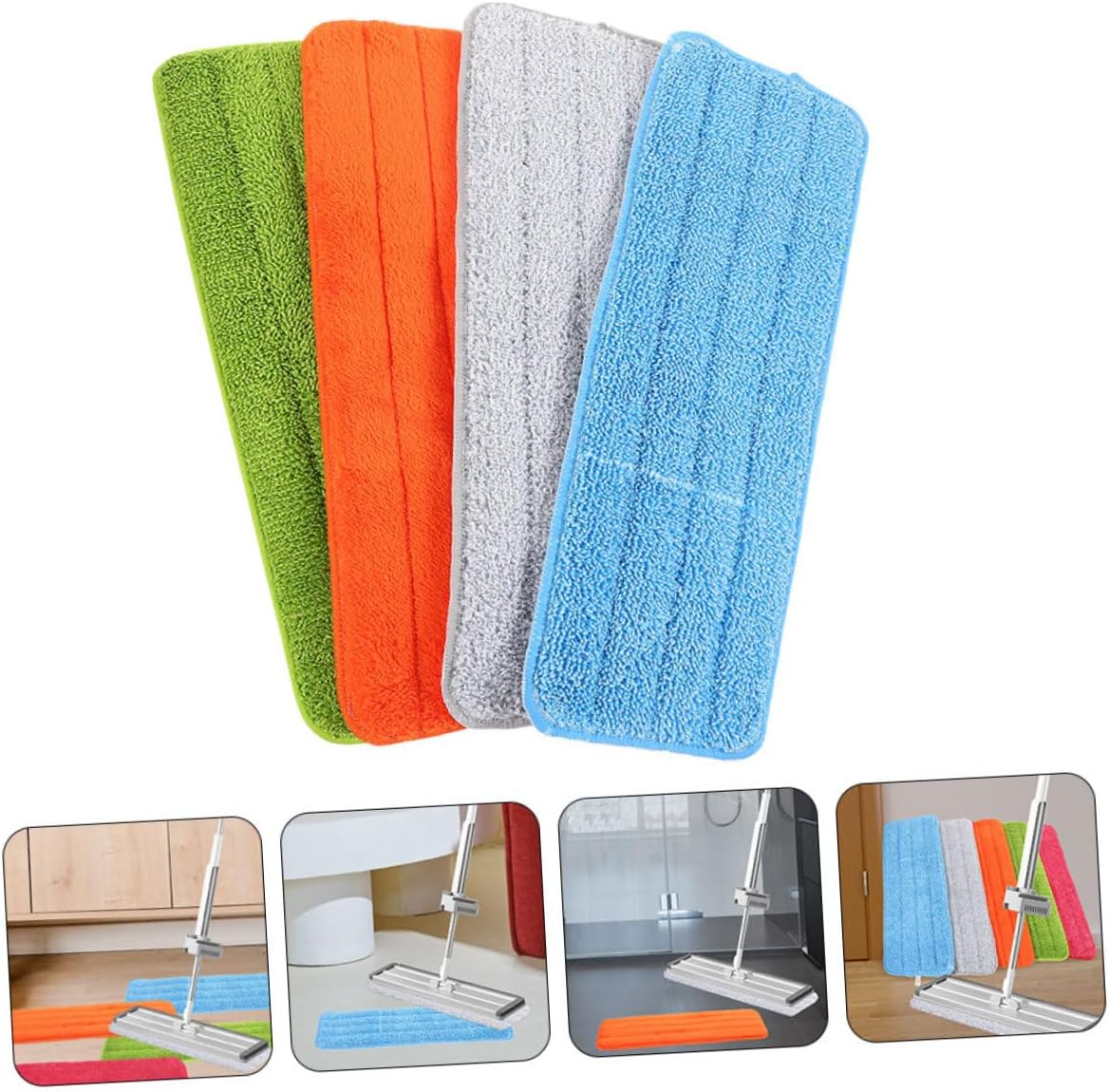 4Pcs Flat Mop Pads for Wet Dry Floor Cleaning