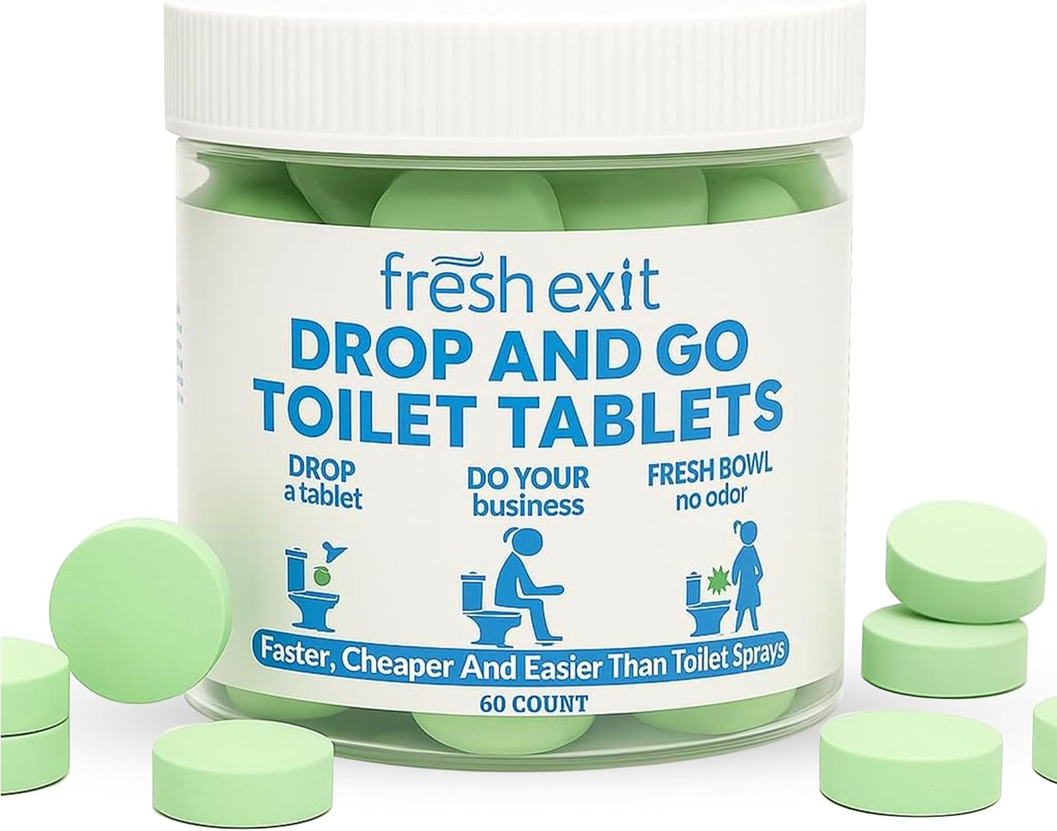 FreshExit Toilet Deodorizer Tablets 60 Count Citrus Scent 1