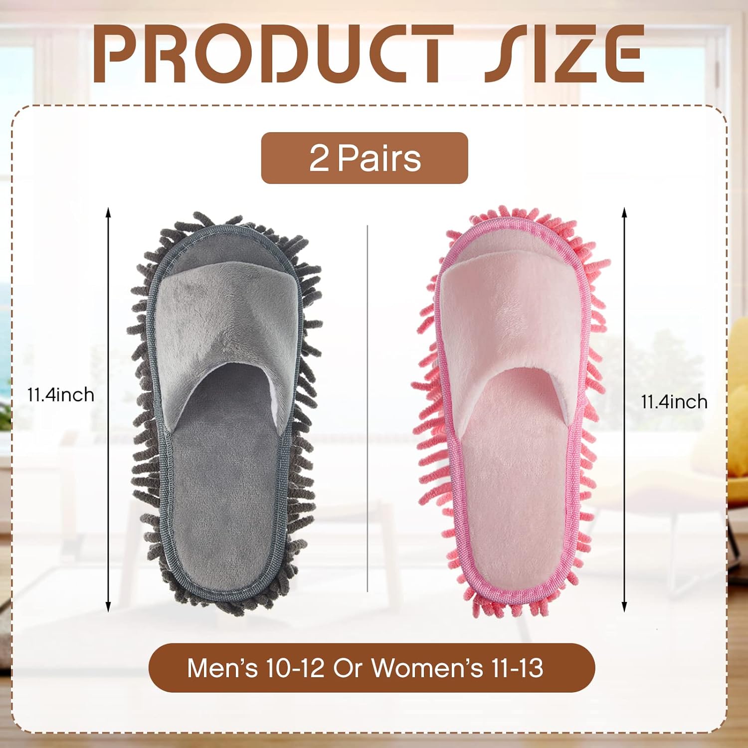 Jecery 2 Pairs Microfiber Mopping Slippers