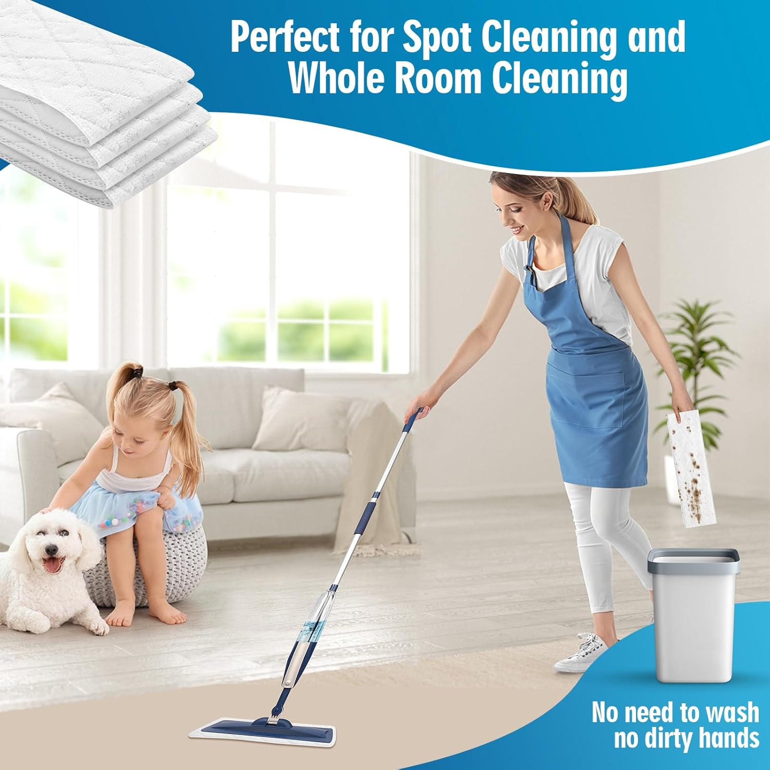 24 Piece Heavy Duty Microfiber Mop Pads for Bona Mop Series