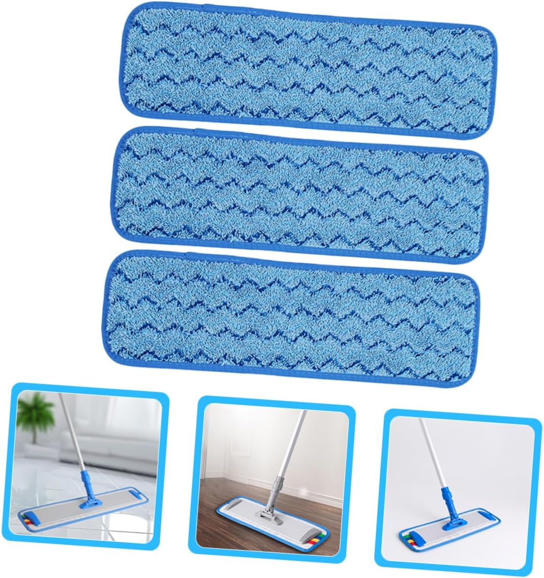 3pcs Mop Pads Replacement Microfiber for Wet Dry Cleaning