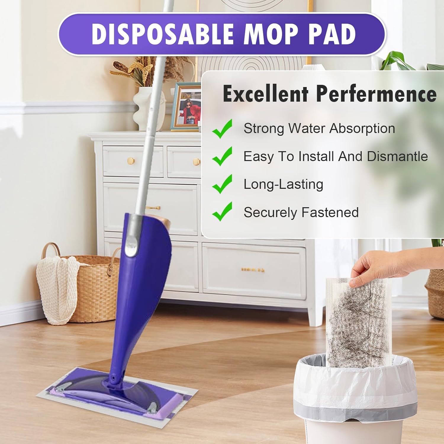 KTNAid 60 Pack Replacement Mop Pads for Swiffer WetJet