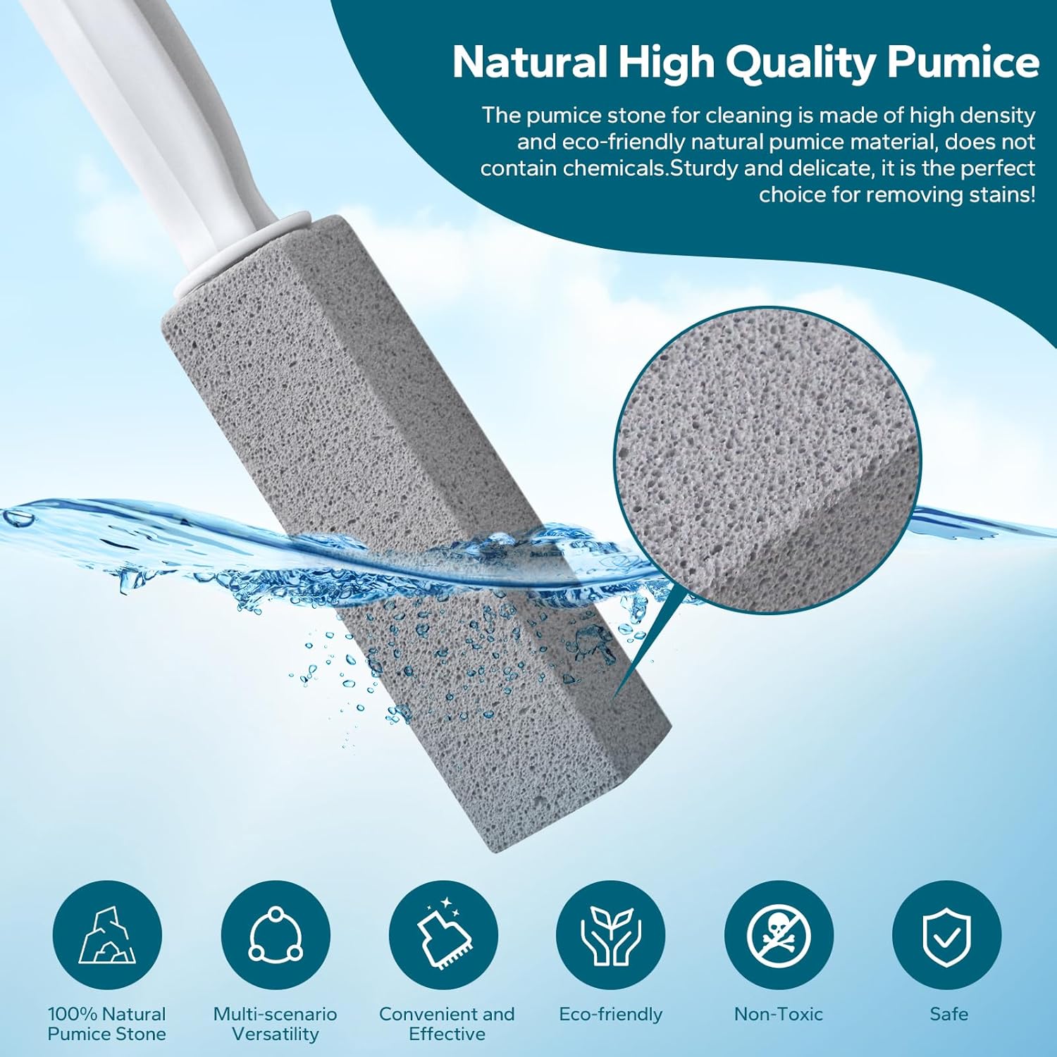 Emycool Pumice Stone Toilet Cleaner 12-Pack with Handle