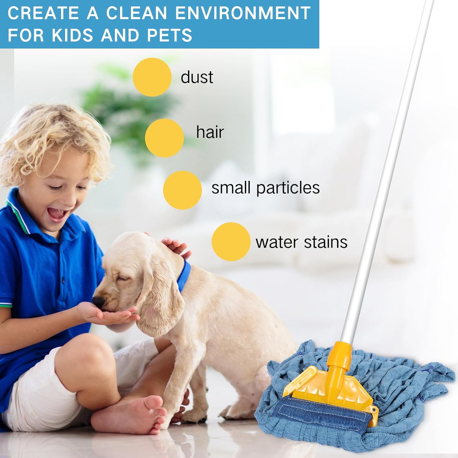 Lallisa 4 Pcs Medium Blue Microfiber Mop Heads Refill