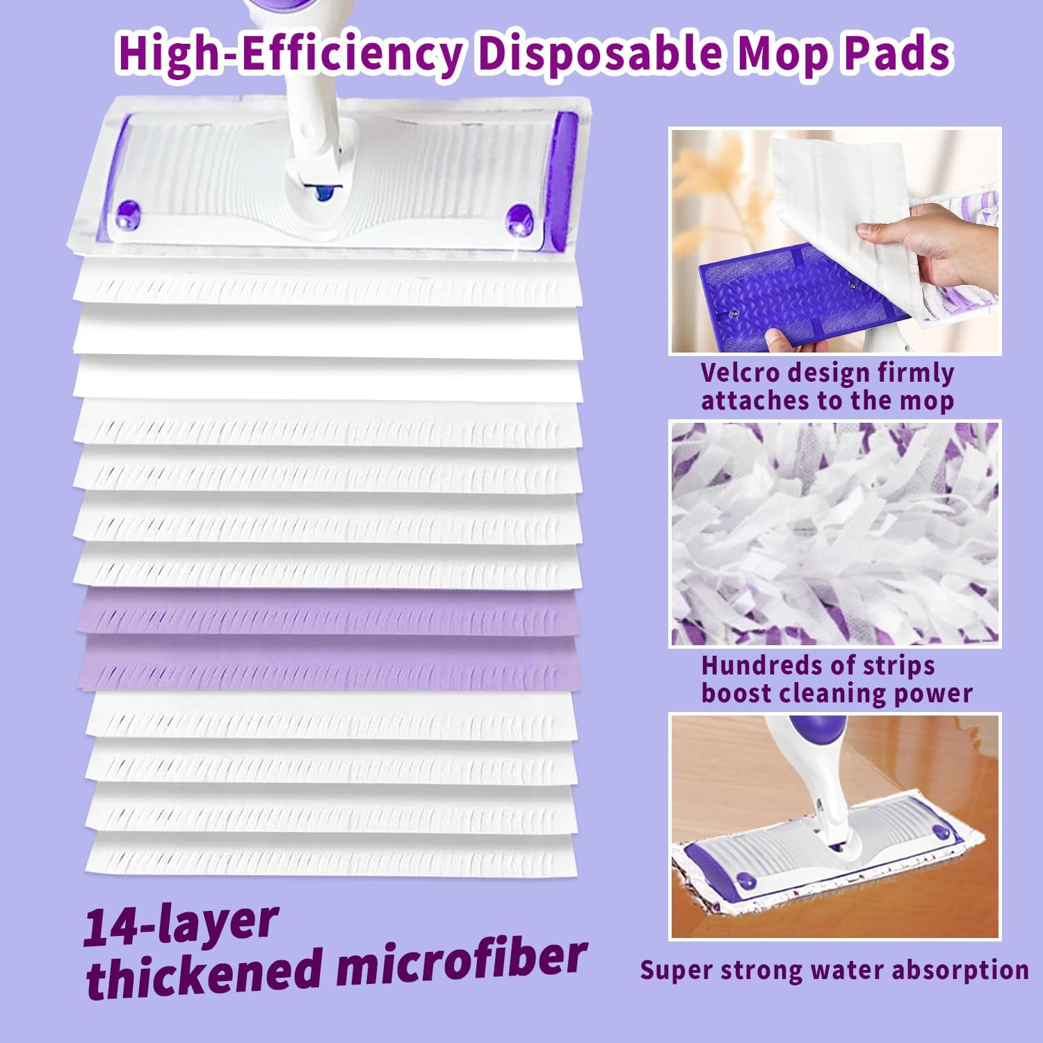24 Pack Swiffer Power Mop Pads Refills - 14 Layer Microfiber Wet Dry Use