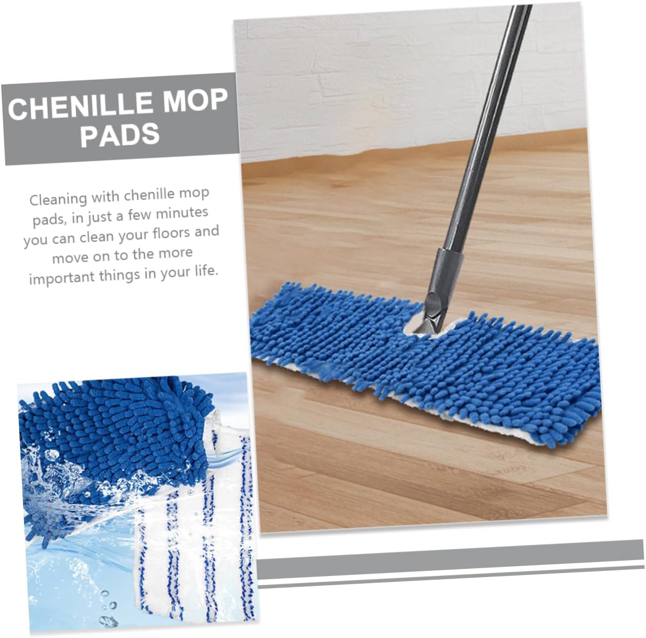 CALLARON 2pcs Chenille Mop Replacement Pads Reusable
