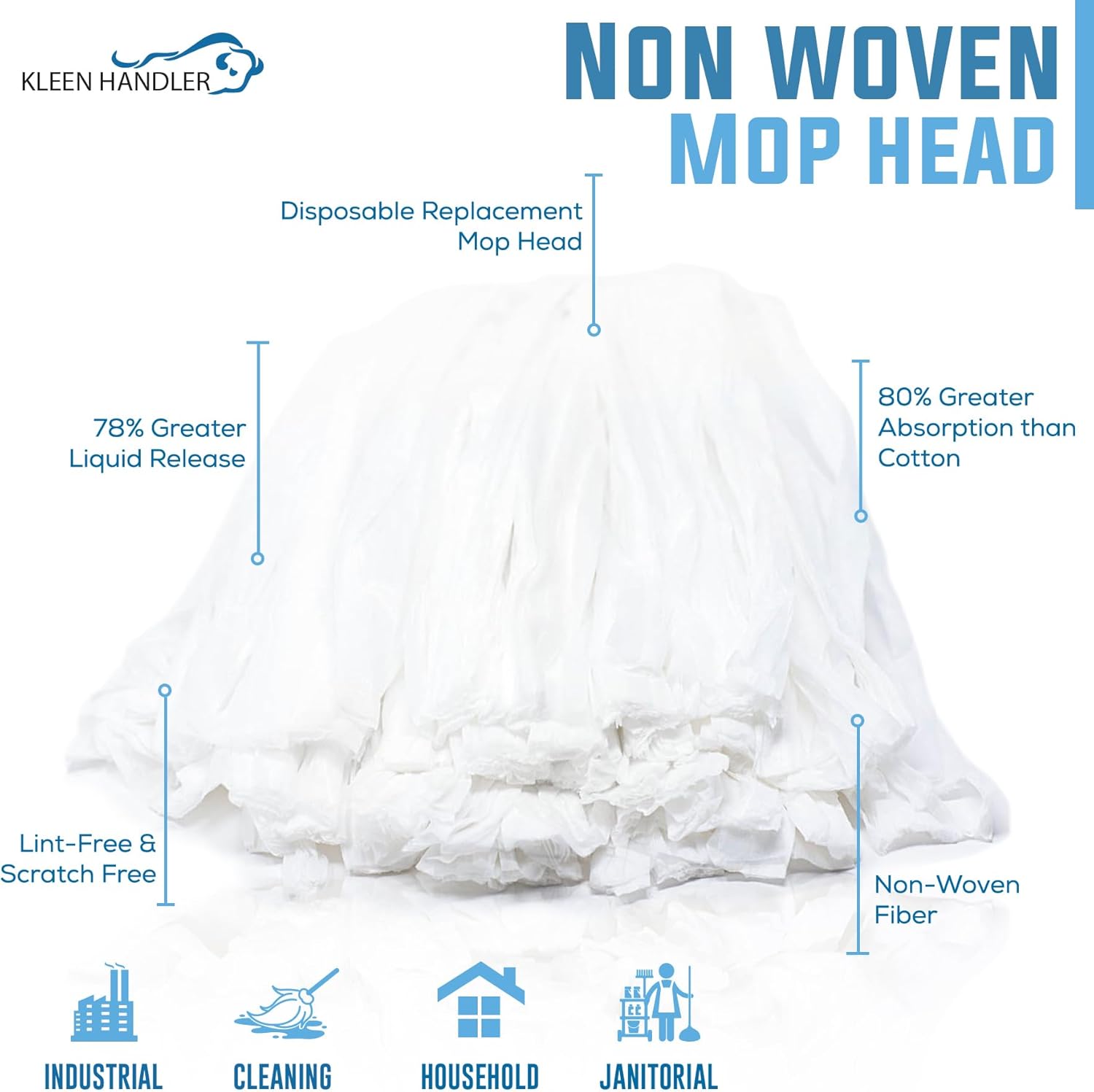 KLEEN HANDLER Non-Woven Mop Head Refill Pack of 6