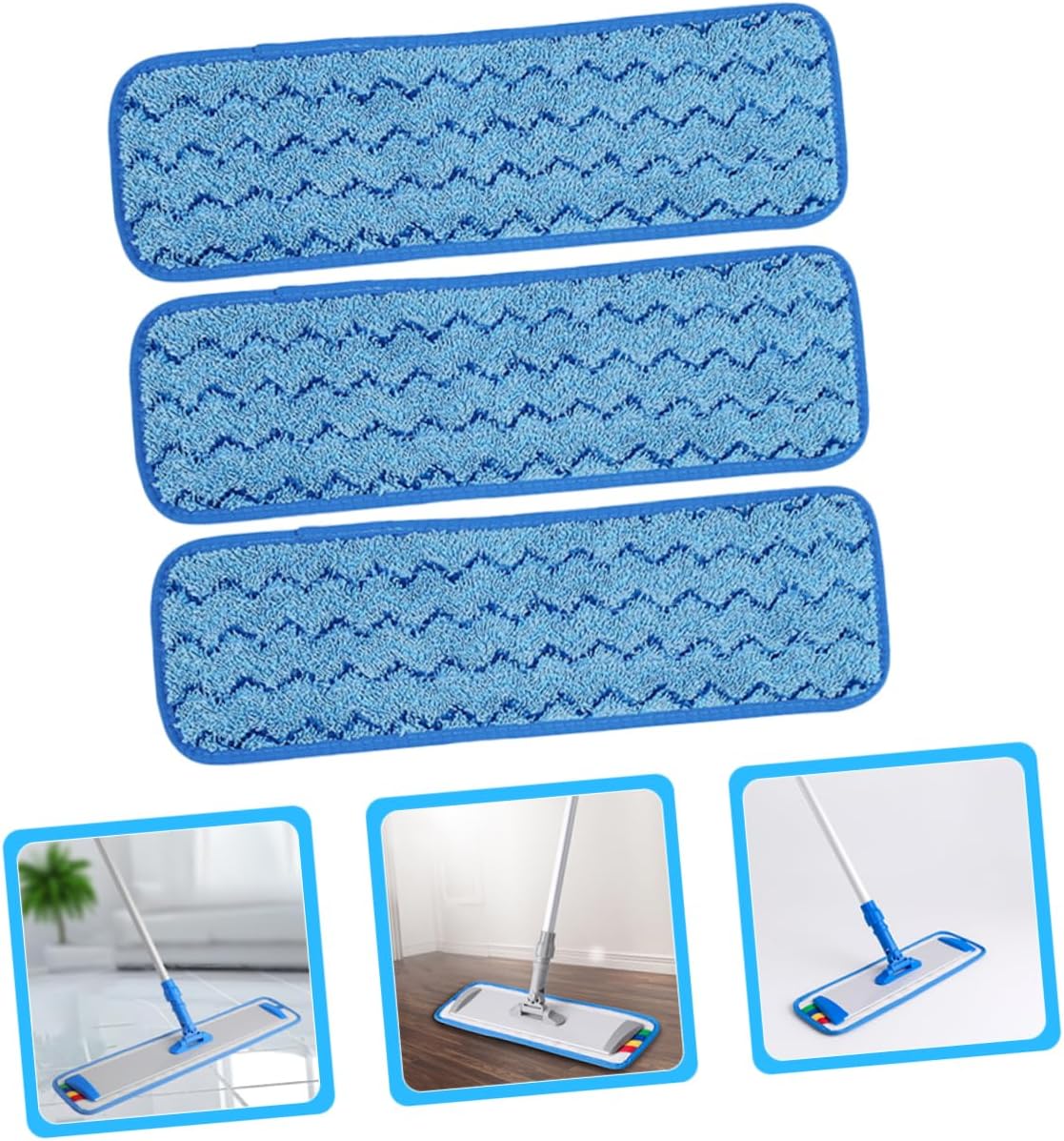 3pcs Mop Head Refills Washable Mop Pads for Tile Marble