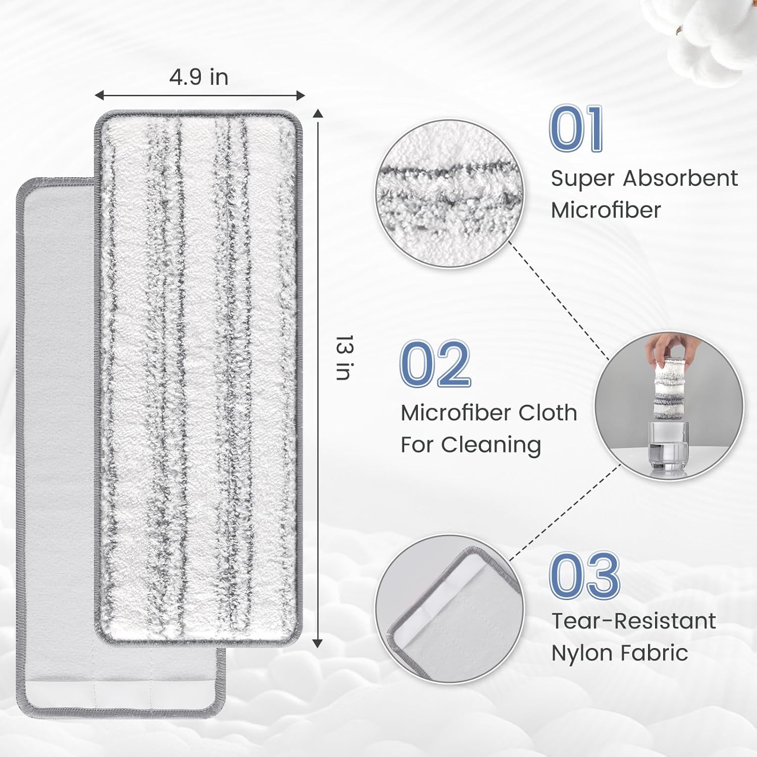 Zeekech Flat Mop Head Replacement Pads 13 x 49 GreyStripe