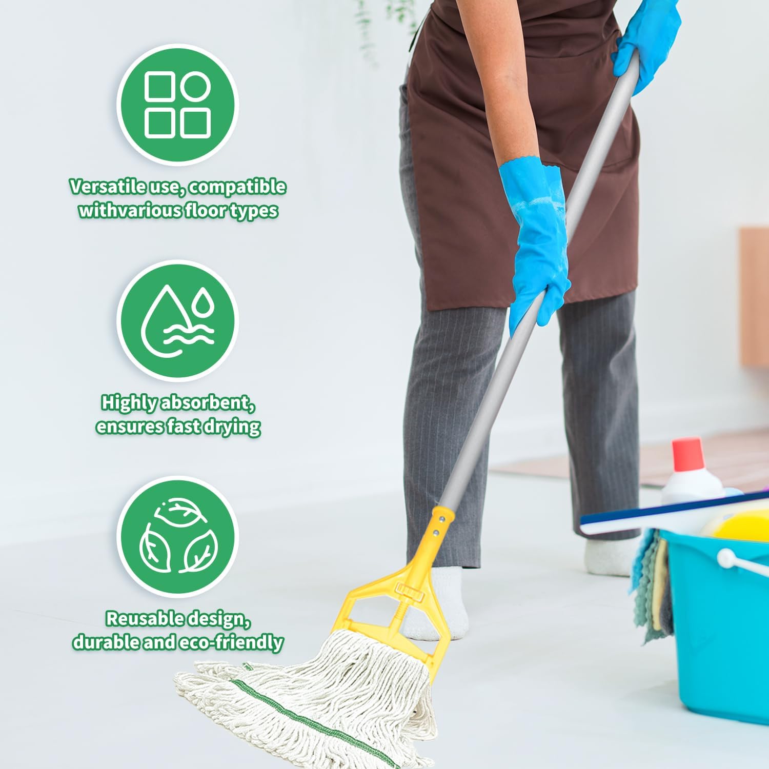 6 Pack Heavy Duty Mop Heads with Loop Ends