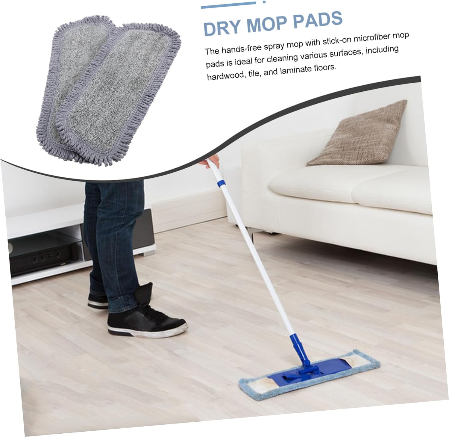 2pcs Microfiber Mop Pads Reusable for Floor Cleaning