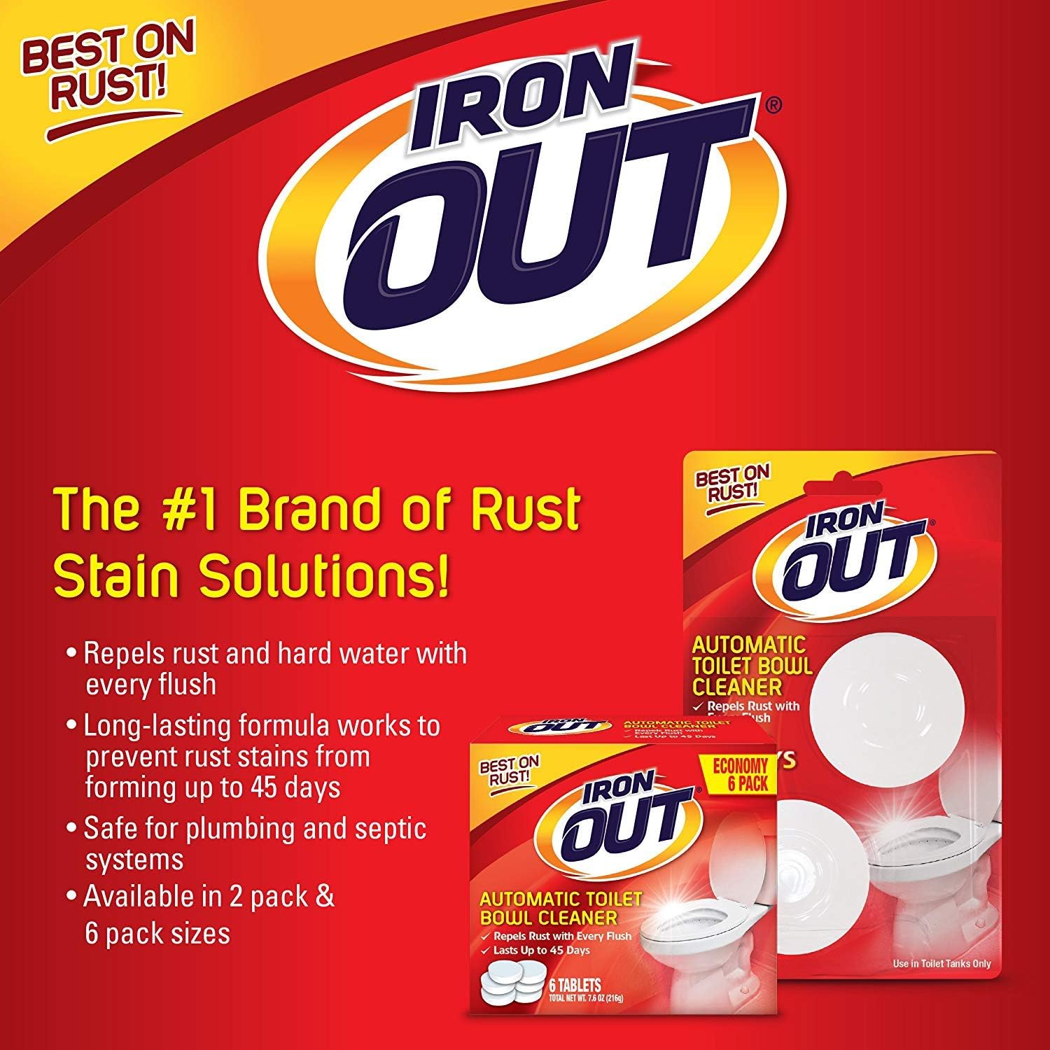 IRON OUT Automatic Toilet Bowl Cleaner with Rust Hard Water Protection