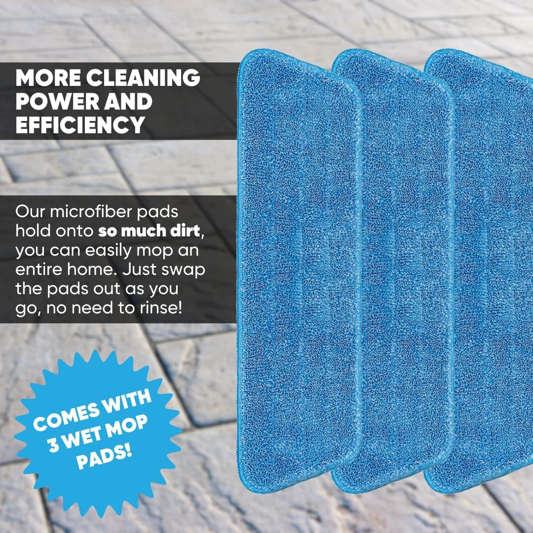 3 Pack Cinch Mop Replacement Heads with Microfiber Pads