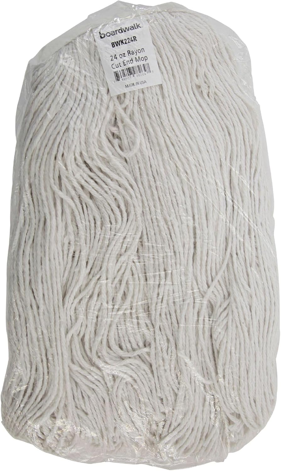 Boardwalk Premium Cut-End Wet Mop Heads 24oz White 12Carton