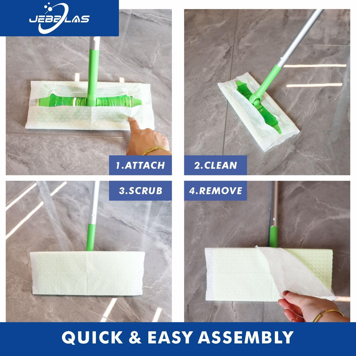 JEBBLAS Disposable Mop Refills Dry Sweeping Pad for All Surfaces 120 Count