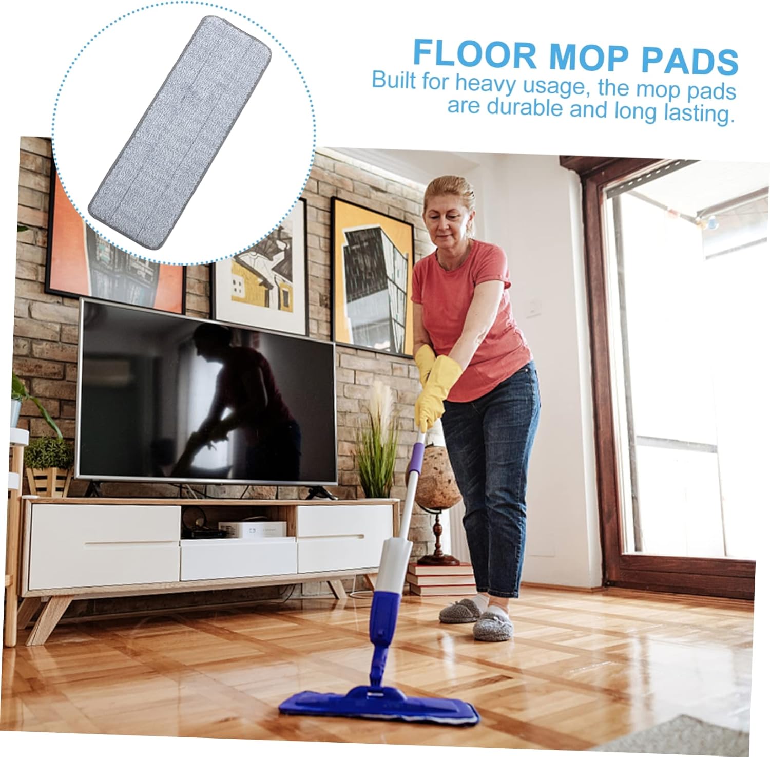 2pcs Microfiber Mop Pads Reusable Floor Cleaning Accessory