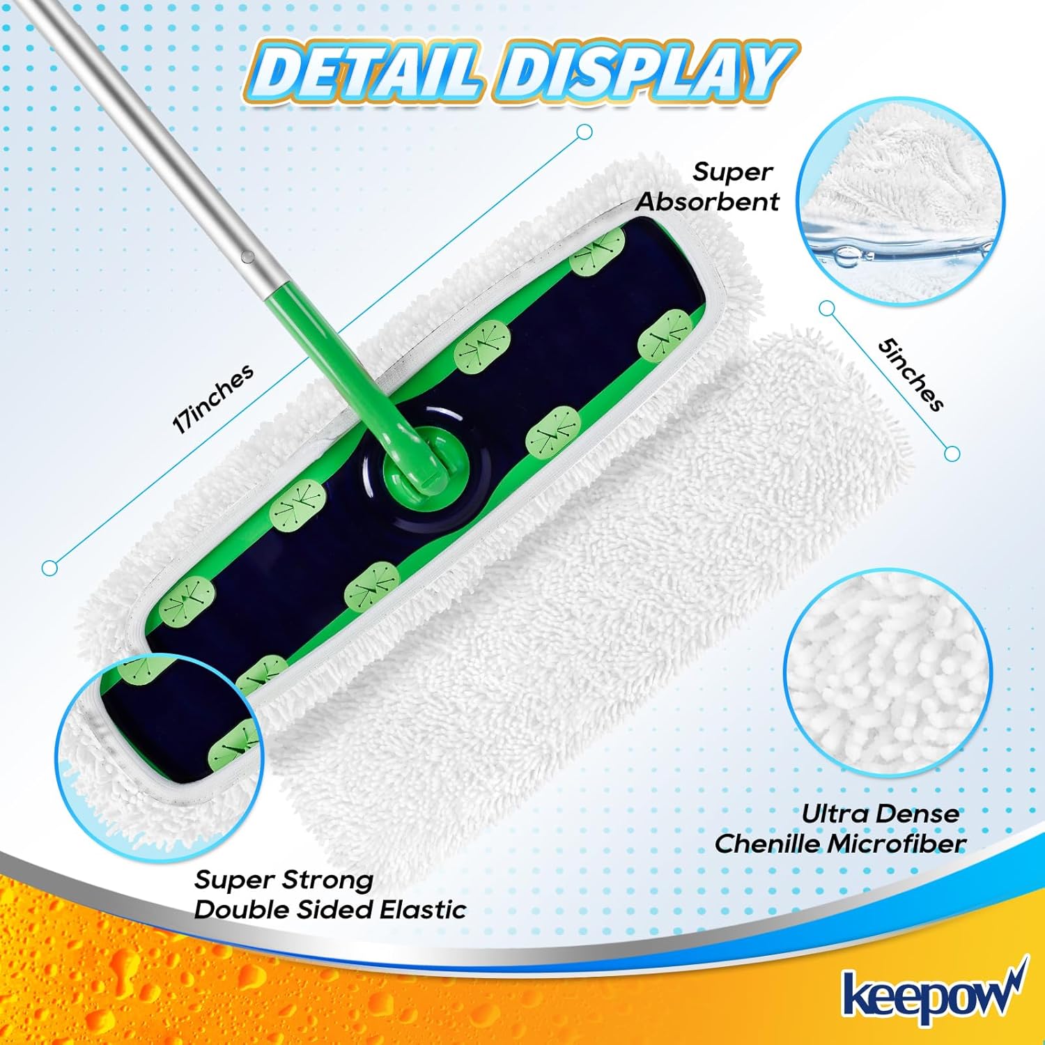 KEEPOW Reusable XL Mop Pads Refills 4 Pack