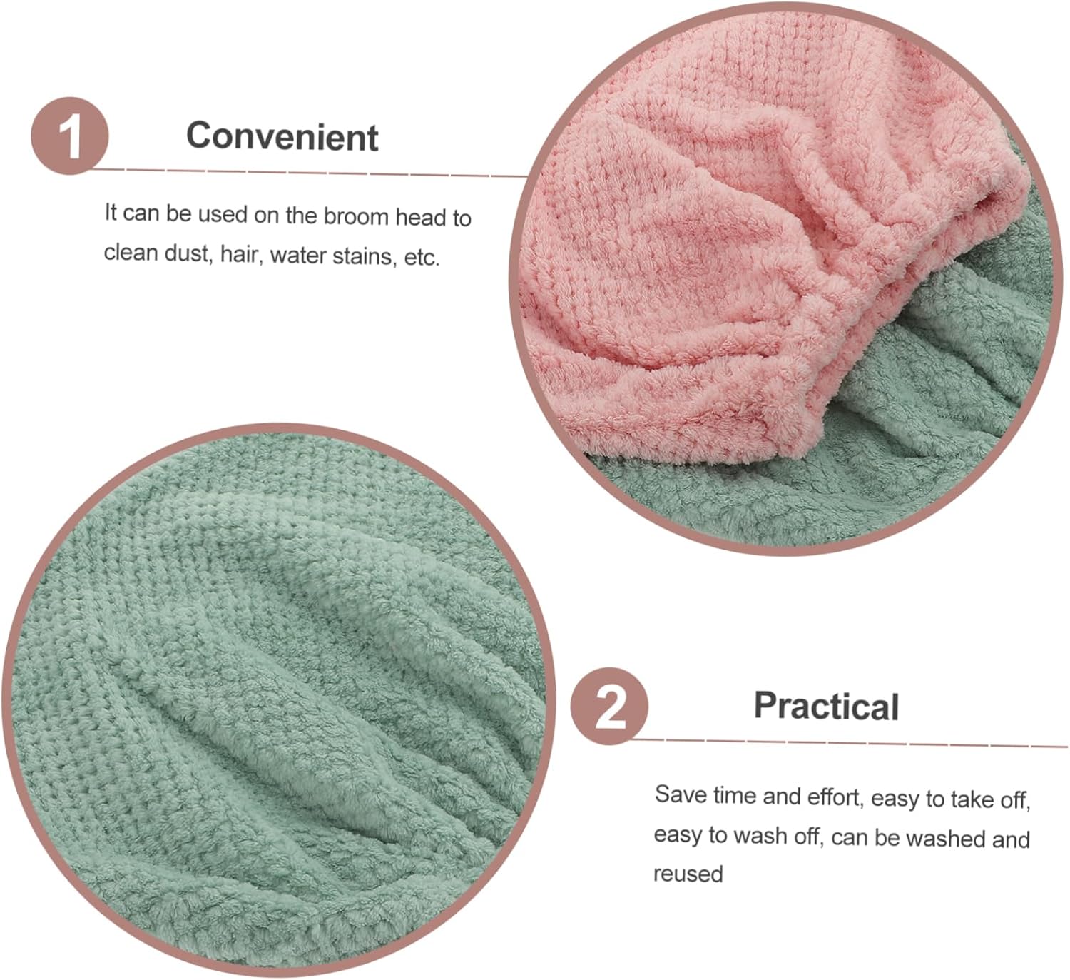 2pcs Flannel Broom Cloth Cover for Efficient Cleaning
