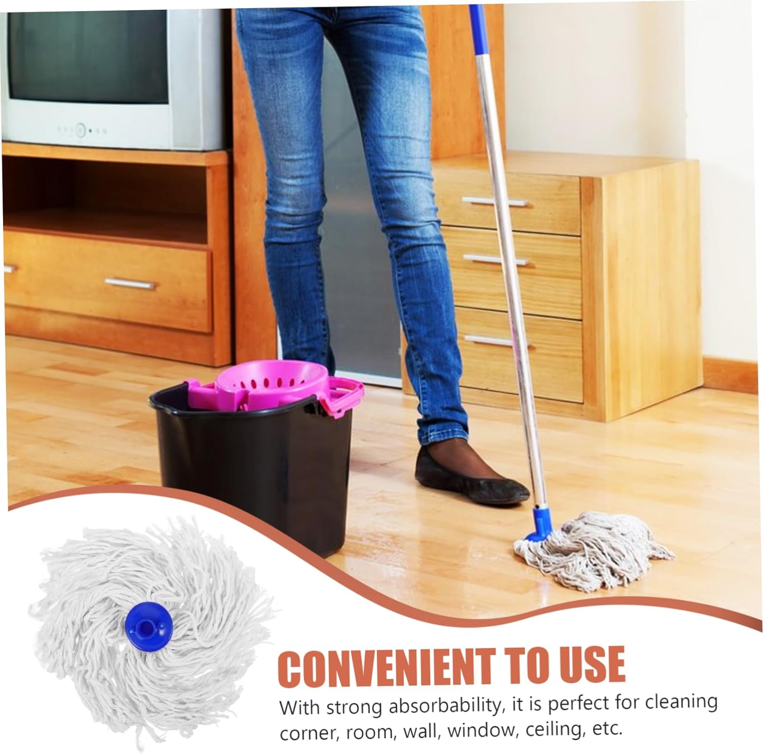 3Pcs Washable Yarn Mop Refill for Durable Household Cleaning