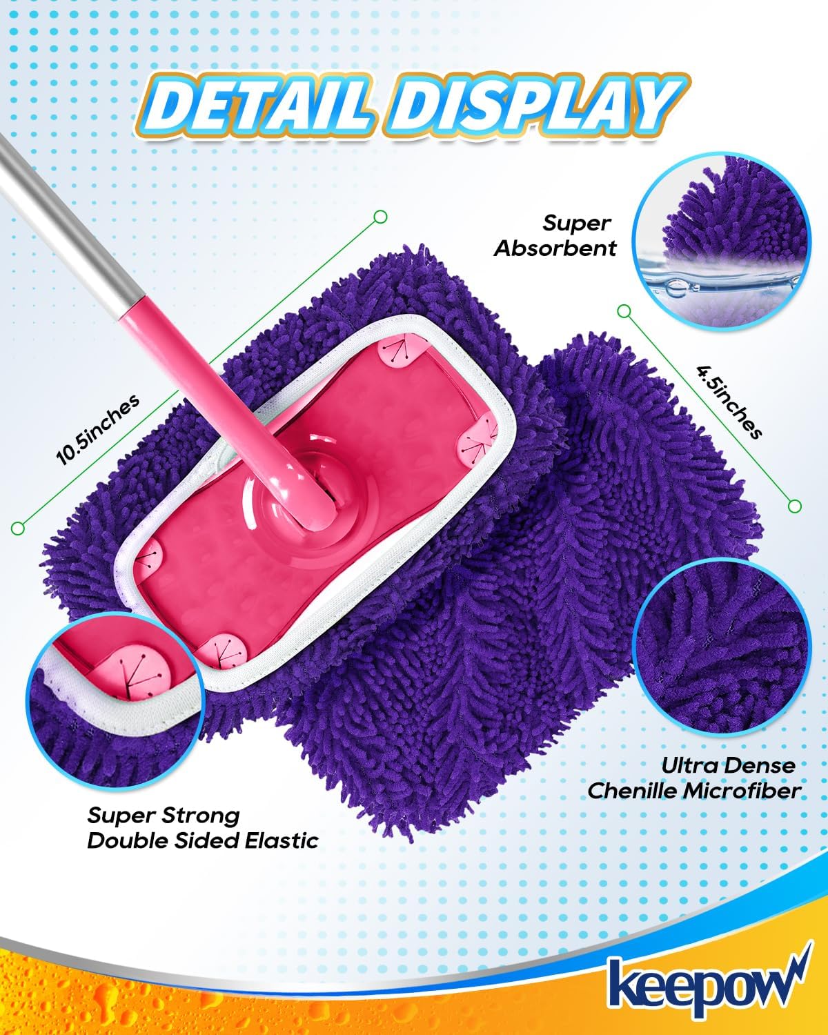 KEEPOW 8Pcs Reusable Microfiber Mop Pads for Swiffer Sweeper Mop 1