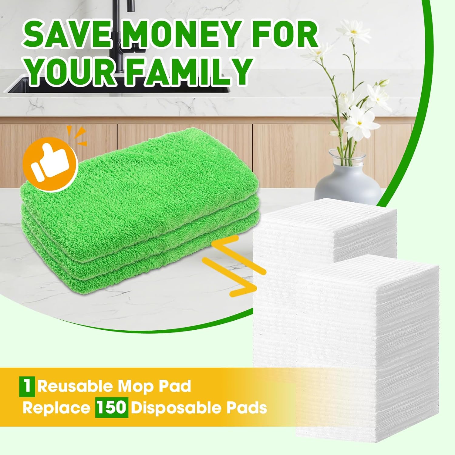 NEOACT 14Pcs Reusable Microfiber Mop Pads for Swiffer Sweeper