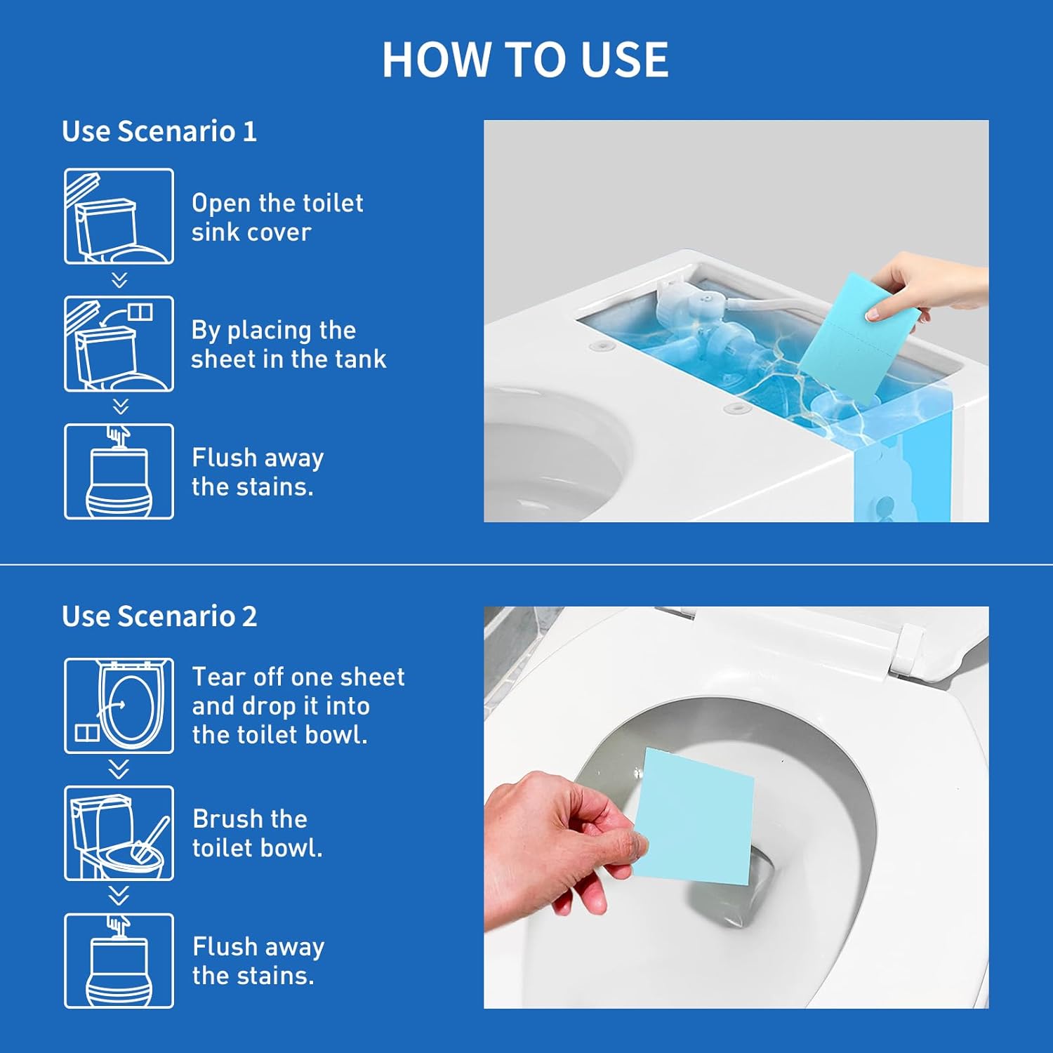 YUCO Toilet Cleaner Sheets 60 Washes No Splashes Fresh Scent