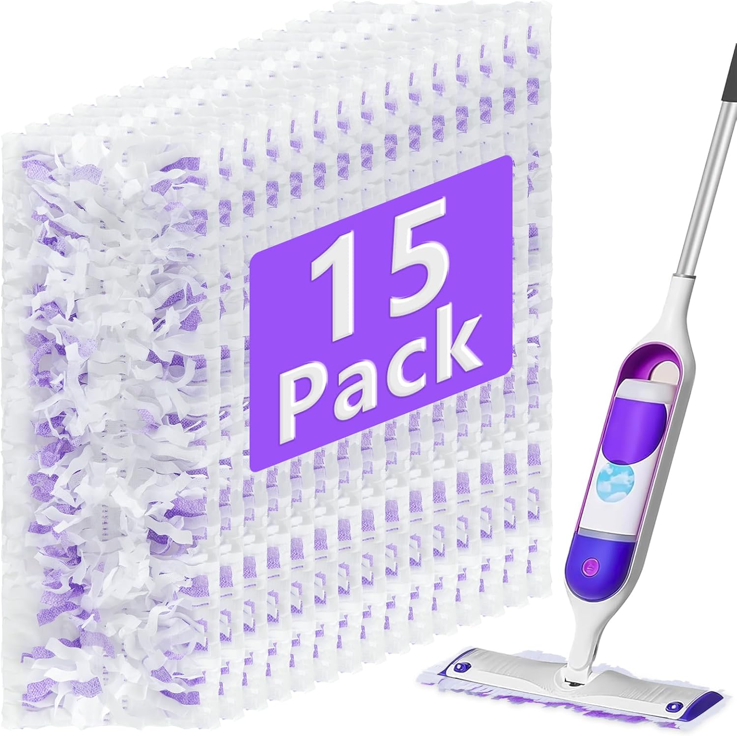 15 Pack ZQZiQi PowerMop Refill Pads for Multi-Surface Wood