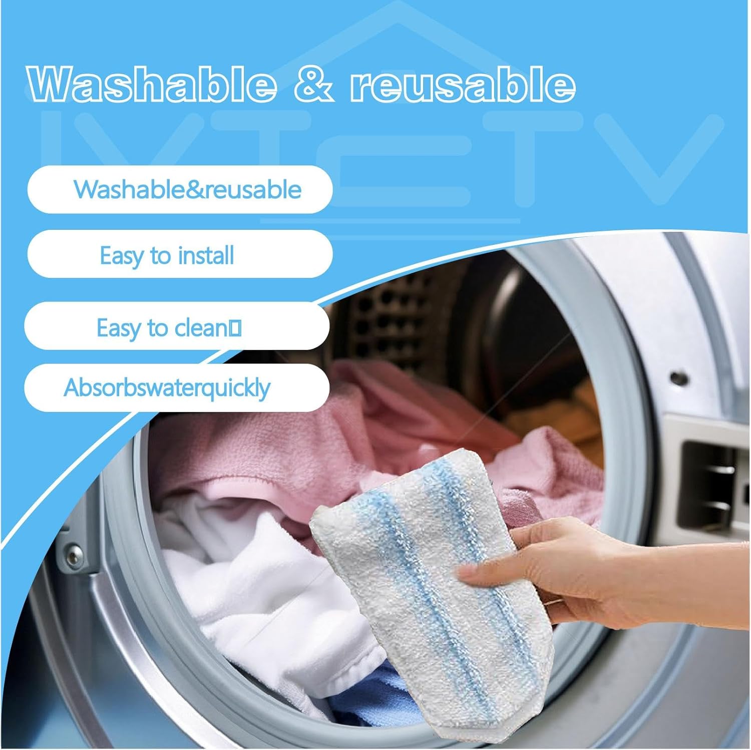 5-Pack O-Cedar H2Pro Replacement Mop Pads - Washable Reusable Microfiber