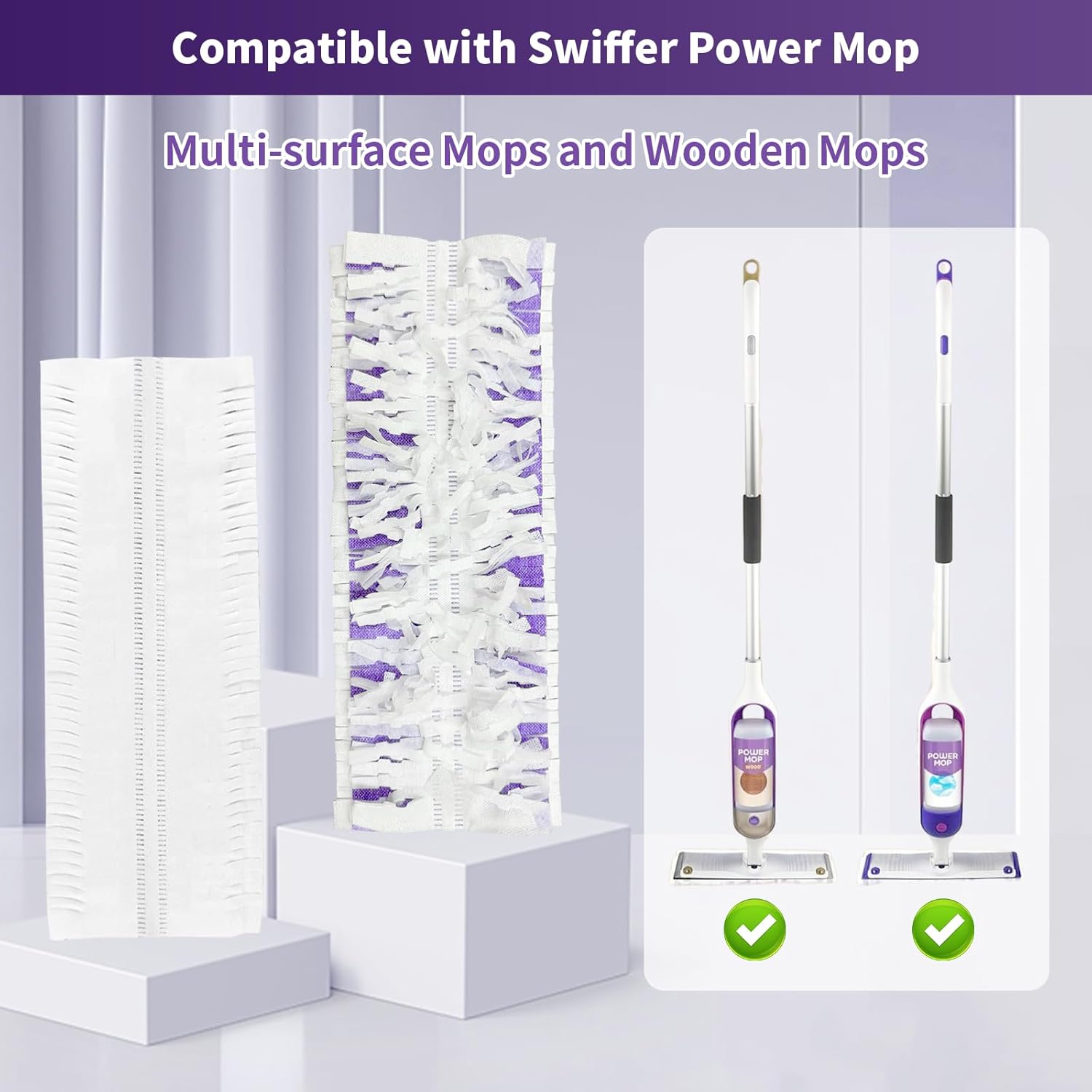 40 Pack Disposable Power Mop Refills for Multi-Surface Cleaning