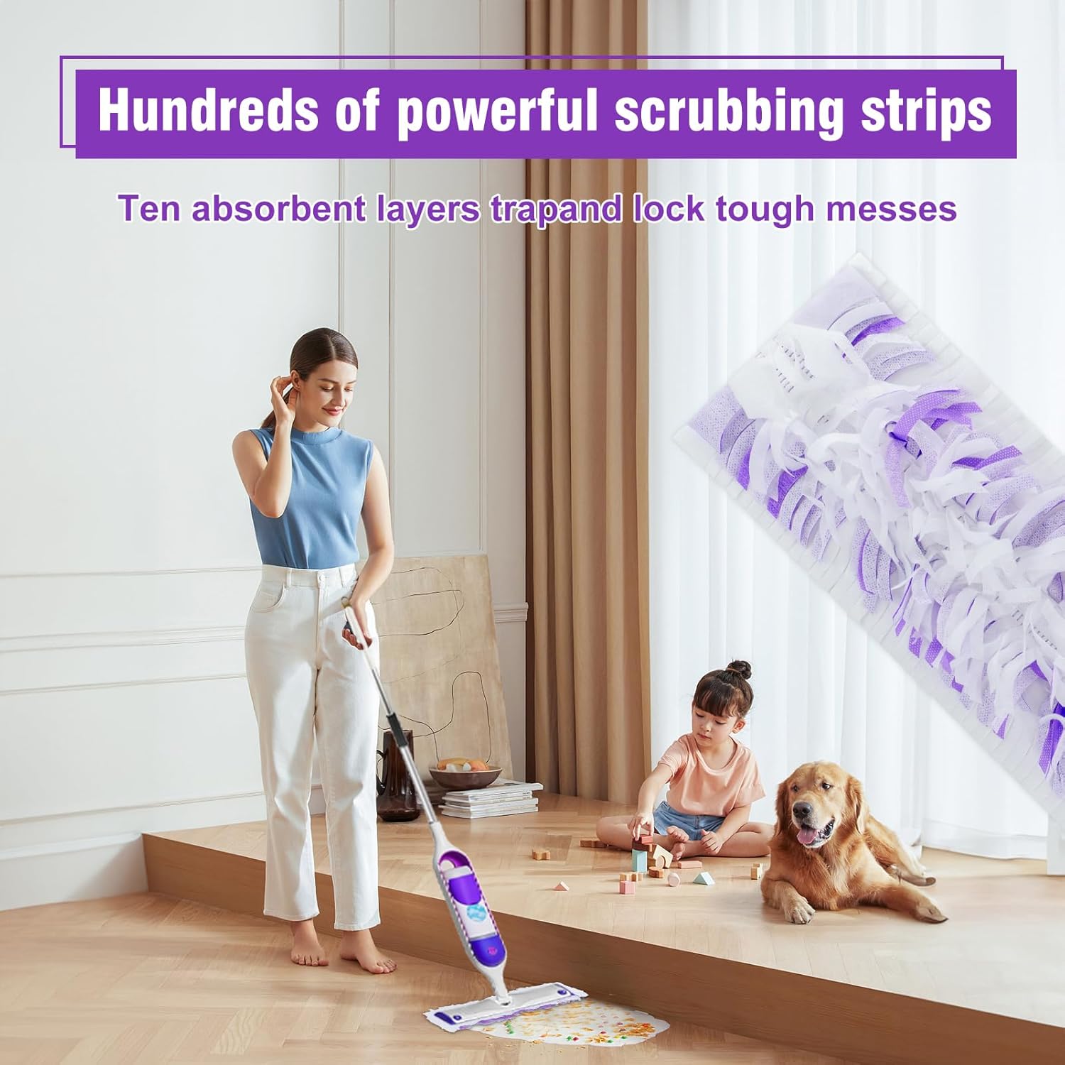 15 Pack ZQZiQi PowerMop Refill Pads for Multi-Surface Wood